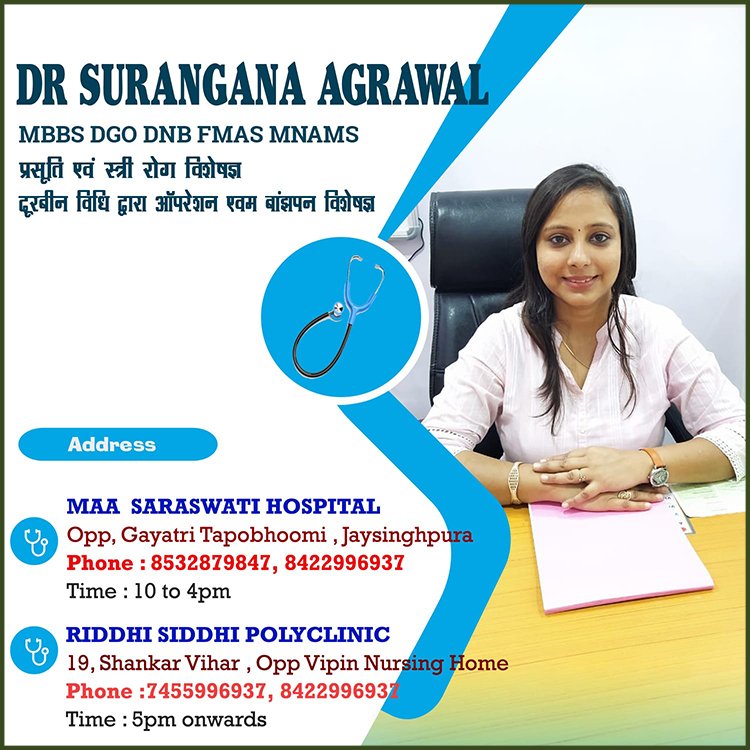 Dr. Surangana Agrawal Mathura , Mbbs dgo DNB FMAS MNAMS Consultant obstetrics and gynaecologist Laproscopy and infertility specialist
